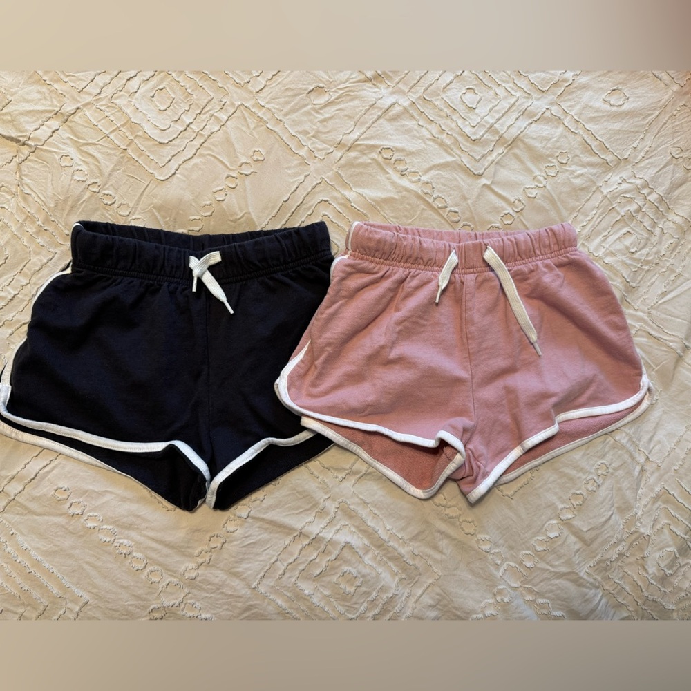H&M Kids Athletic Shorts Set — Black & Dusty Pink